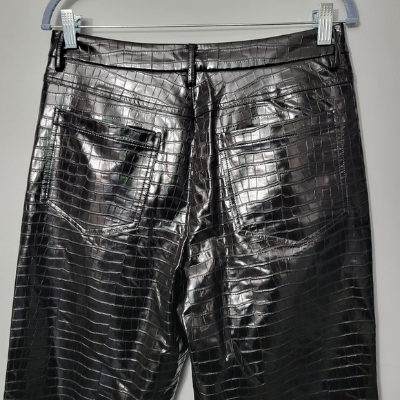 Rotate Birger Christensen Black Croc Embossed Straight Leg Rotie Pants NWT - Picture 9 of 14
